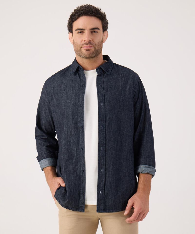 Camisa Regular Tono Azul Oscuro